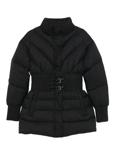 Versace Jeans Couture Down Jacket With Ruched Effect In Black