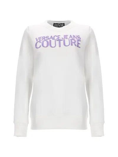Versace Jeans Couture Knitwear Top Ribbed Cuffs Structured Hem In White