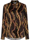 Versace Jeans Couture Chain Couture-print Long-sleeved Shirt In Black