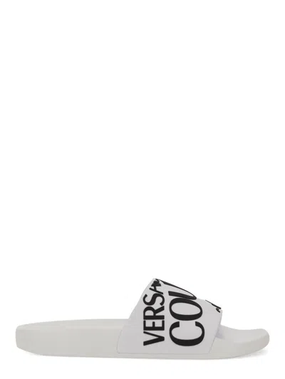 Versace Jeans Couture Chic Logo Slide Sandal For Women In White