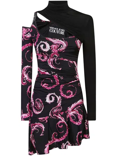 Versace Jeans Couture Chrome Couture Cutout Dress In Black