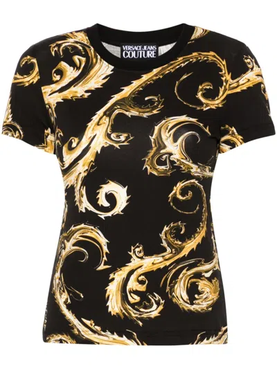 Versace Jeans Couture Chromo Couture Cotton T-shirt In Black