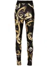 Versace Jeans Couture Baroque-print Elasticated Leggings In Black