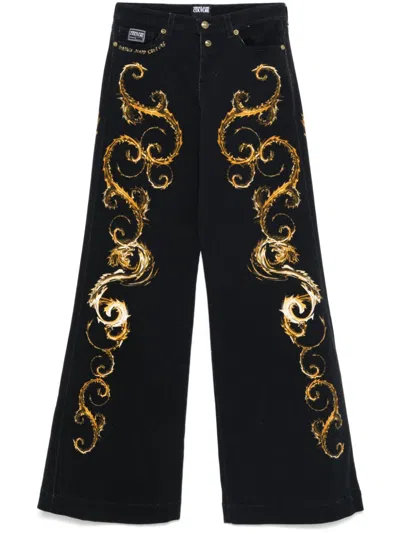 VERSACE JEANS COUTURE CHROMO COUTURE-PRINT FLARED JEANS