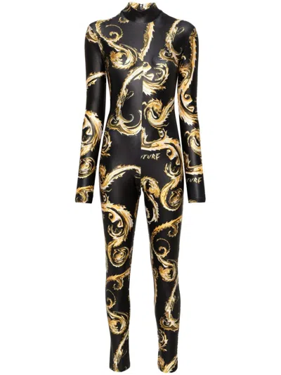 Versace Jeans Couture Chromo Couture-print Jumpsuit In Black