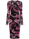 Versace Jeans Couture Chromo Couture-print Midi Dress In Black