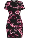 Versace Jeans Couture Chromo Couture-print Mini Dress In Black