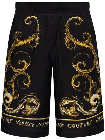 Versace Jeans Couture Chromo Couture-print Shorts In Black