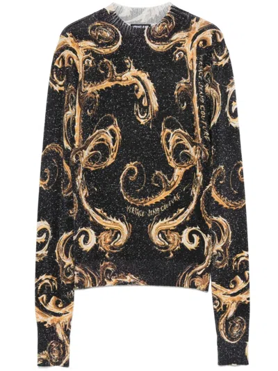 Versace Jeans Couture Chromo Couture-print Sweater In Black