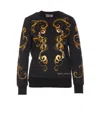 Versace Jeans Couture Knitwear Crewneck Embroidered Design Long Sleeves In Black
