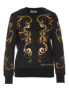 Versace Jeans Couture Knitwear Crewneck Embroidered Design Long Sleeves In Black