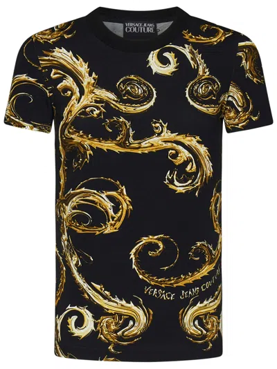 Versace Jeans Couture Watercolour Couture Cotton T-shirt In Black