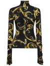 Versace Jeans Couture Women's Black Turtleneck With Gold Print