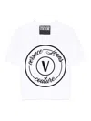 Versace Jeans Couture Logo Crew Neck Short Sleeve Top In White