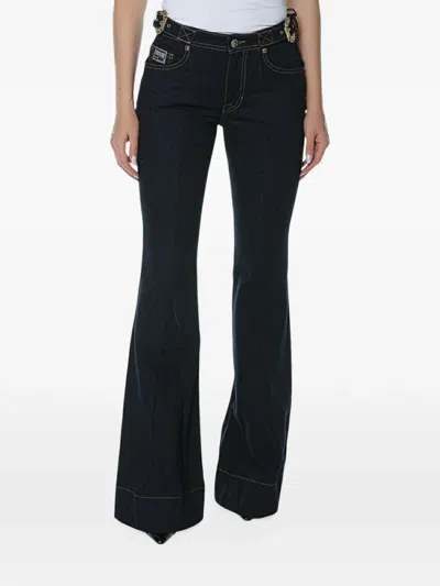 Versace Jeans Couture Cleo Buckles Flared Jeans In Blue