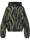 Versace Jeans Couture Reversible Chain-print Hooded Jacket In Black