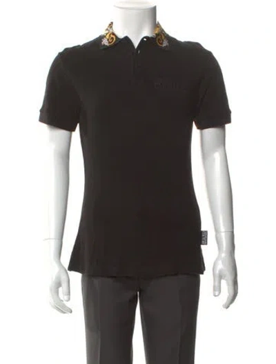 Pre-owned Versace Jeans Couture Collar Short Sleeve Polo Shirt In Black