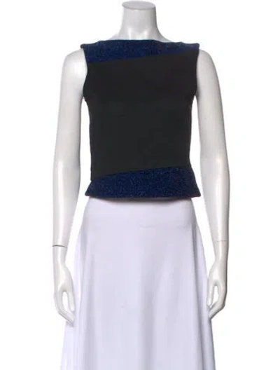 Pre-owned Versace Jeans Couture Colorblock Pattern Bateau Neckline Top In Black