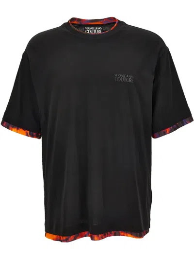 Versace Jeans Couture Contrast Trim T-shirt In Black