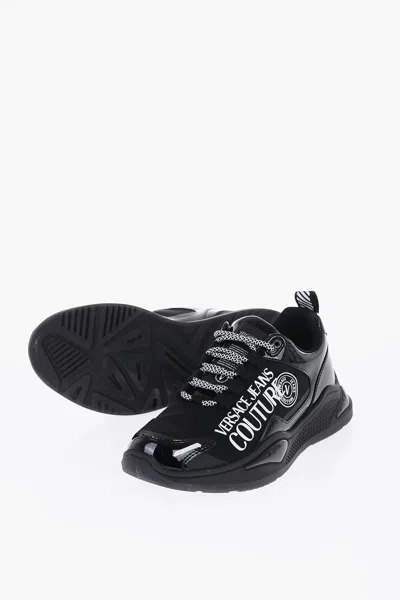 Versace Jeans Couture Contrasting Laces Low-top Sneakers With Levion In Black