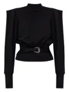 Versace Jeans Couture Cotton Belted Sweatshirt In Black