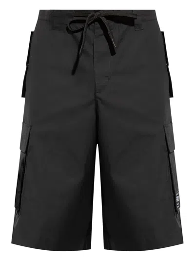 Versace Jeans Couture Cotton Cargo Shorts In Black