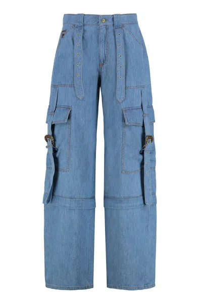 Versace Jeans Couture Cotton Cargo-trousers In Blue