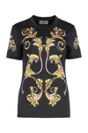 Versace Jeans Couture Graphic Print Crew-neck Cotton T-shirt In Black