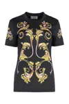 Versace Jeans Couture Graphic Print Crew-neck Cotton T-shirt In Black