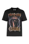 Versace Jeans Couture Ribbed Collar Crew-neck T-shirt With Graphic Print In Black