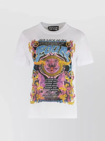 VERSACE JEANS COUTURE COTTON CREW-NECK T-SHIRT WITH GRAPHIC PRINT