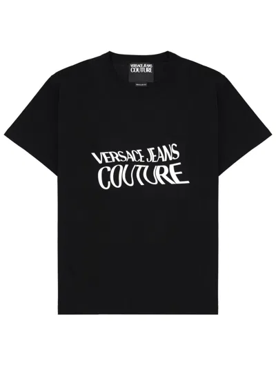 Versace Jeans Couture Cotton Graphic T-shirt For Men - Ss26 Collection In Black