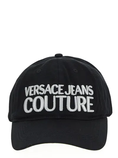 Versace Jeans Couture Logo印花棉棒球帽 In Black