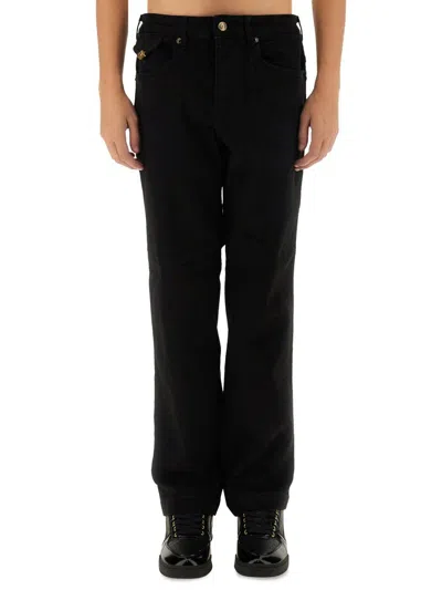 Versace Jeans Couture Logo-plaque Jeans In Black