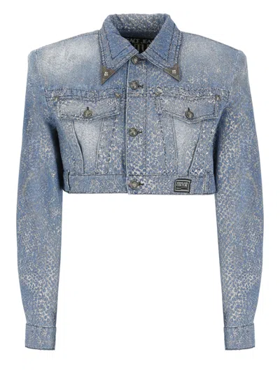 Versace Jeans Couture Cotton Jeans Jacket In Blue