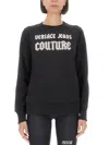 Versace Jeans Couture Bead-embellished Cotton Sweatshirt In Black