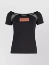 Versace Jeans Couture Cotton Logo T-shirt With Tulle And Mesh In Black