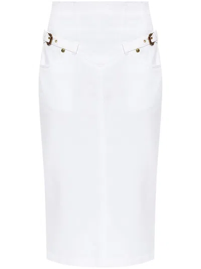 Versace Jeans Couture Cotton Midi Skirt In White