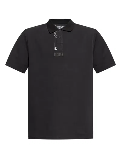 Versace Jeans Couture Cotton Polo Shirt In Black
