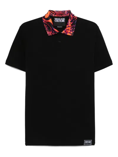 Versace Jeans Couture Cotton Polo Shirt In Black