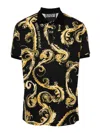 Versace Jeans Couture Barocco-print Cotton Polo Top In Black