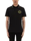 VERSACE JEANS COUTURE VERSACE JEANS COUTURE COTTON POLO SHIRT WITH V-EMBLEM