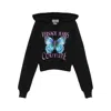 Versace Jeans Couture Cropped Black Sweatshirt With Butterfly Graphic In Black