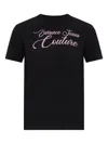 Versace Jeans Couture Short Sleeve Crew Neck Embroidered Top In Black