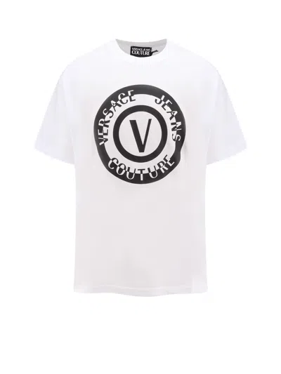 Versace Jeans Couture Cotton T-shirt With Iconic Print In White