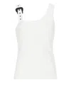 Versace Jeans Couture Buckle-detailed Ribbed Tank Top In White
