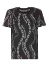 Versace Jeans Couture Chain Print Crewneck Short Sleeve T-shirt In Negro