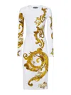 Versace Jeans Couture Chain Couture Long Sleeve Bodycon Midi Dress In White
