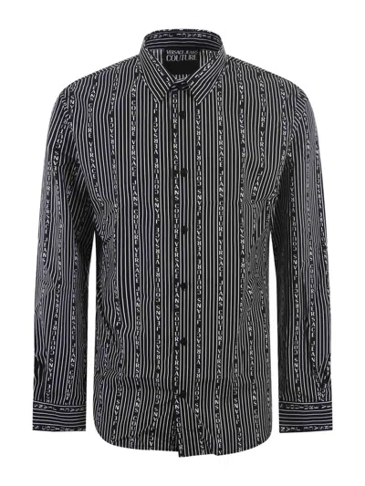 Versace Jeans Couture Classic Shirt With Pointed Collar In Cotton In Black