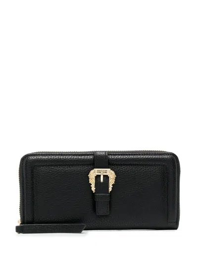 Versace Jeans Couture Logo-buckle Zip Wallet In Black
